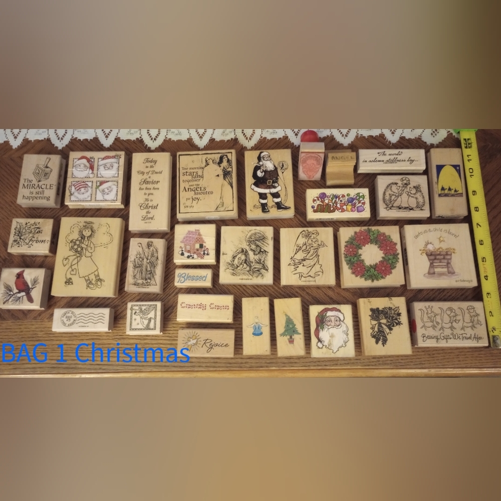 Christmas theme pictures Wooden rubber stamps